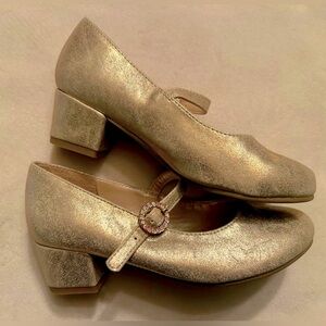 Little Girl Gold Shimmer Dress Heels